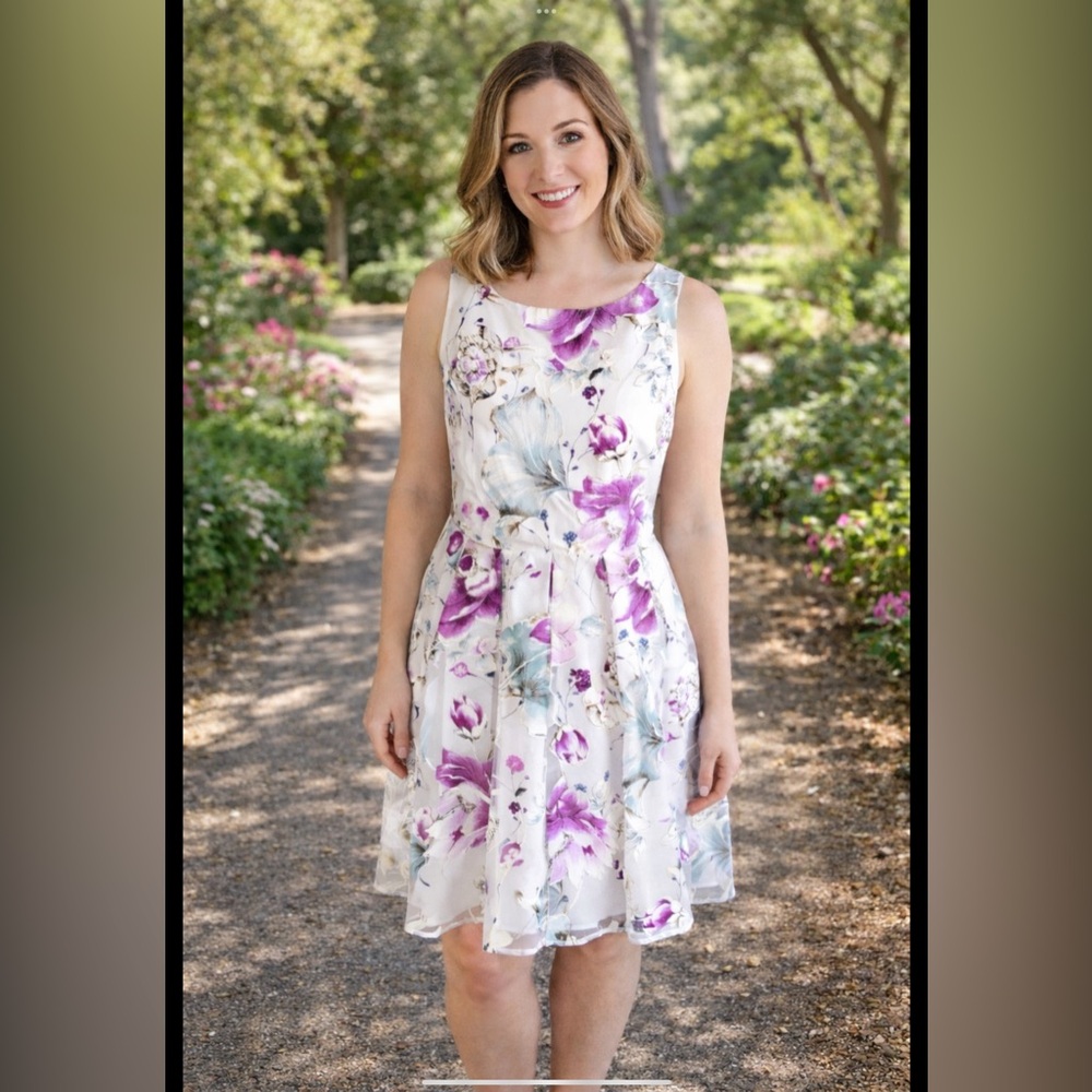 IVANKA TRUMP Floral Pleated Skirt Dress